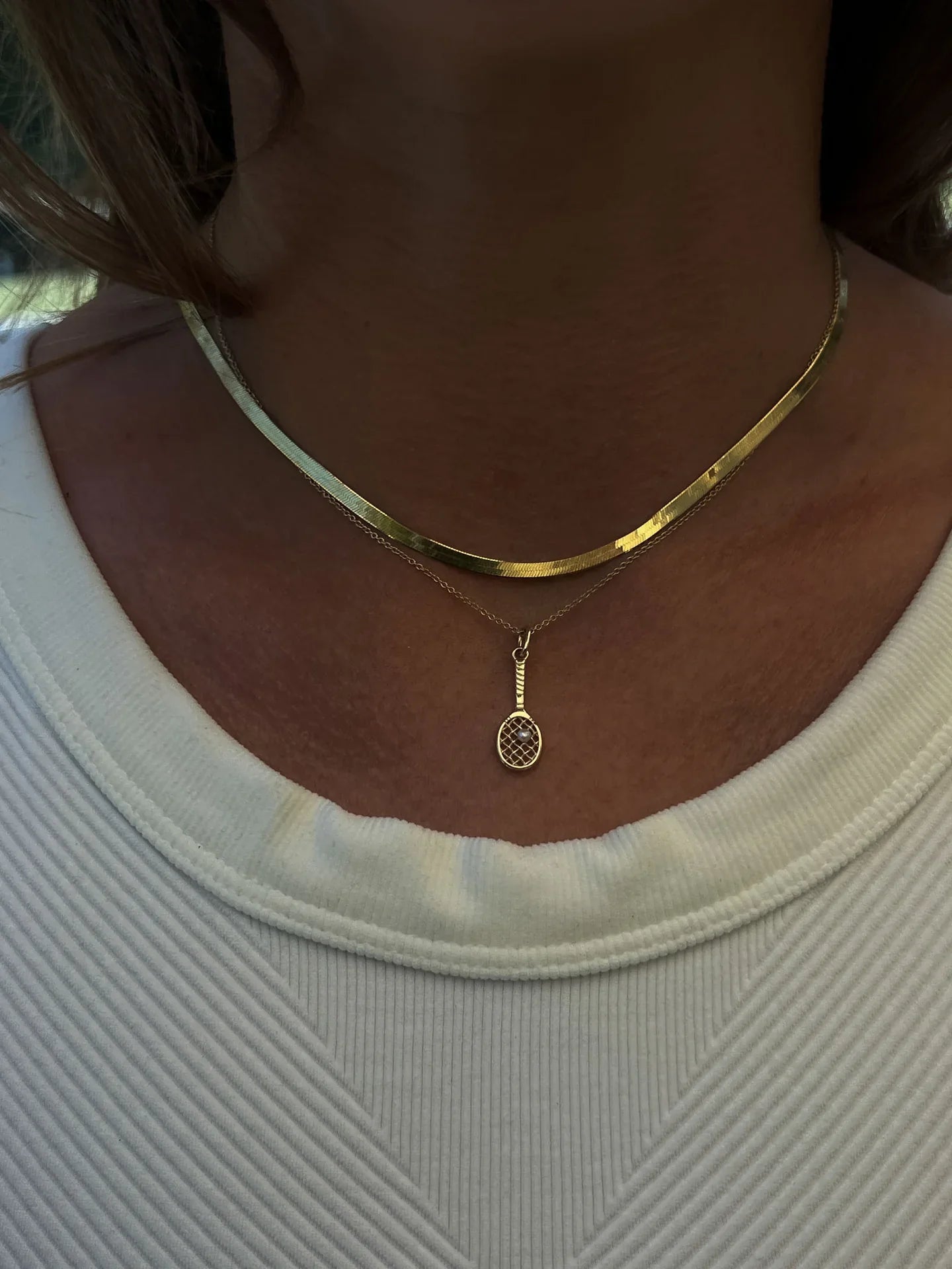 Racquet Necklace Pearl